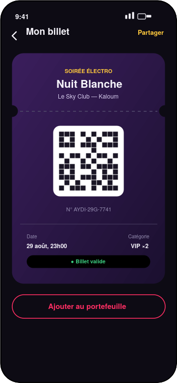 Billet avec QR code